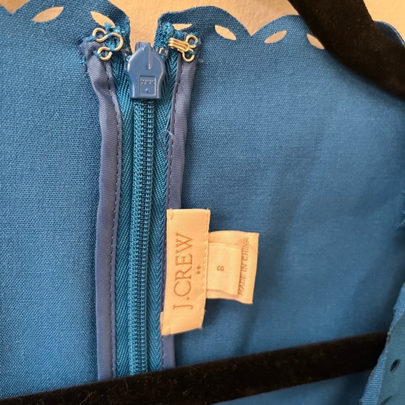 Blue J Crew Sleeveless Dress with Laser Cutouts and Scalloped Edges - Picture 2 of 3